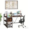 L-Shaped Desk, Industrial Corner Desk with Drawer & Shelves