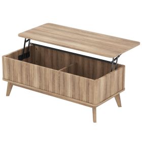 43.5" Rectangle Wooden Fluted Lift Top Coffee Table